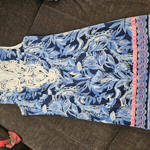 Lilly Pulitzer Blue and White Sleeveless Sheath Dress